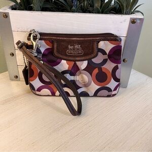Coach Op Art Sateen Multicolor Small Wristlet